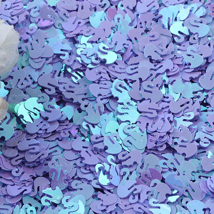 Light purple 10 г цветные блестки в форме лебедя из ПВХ для рукоделия, шитья, рукоделия, блеска конфетти, дизайн ногтей, блестки, аксессуары для творчества - Цвет: Light purple