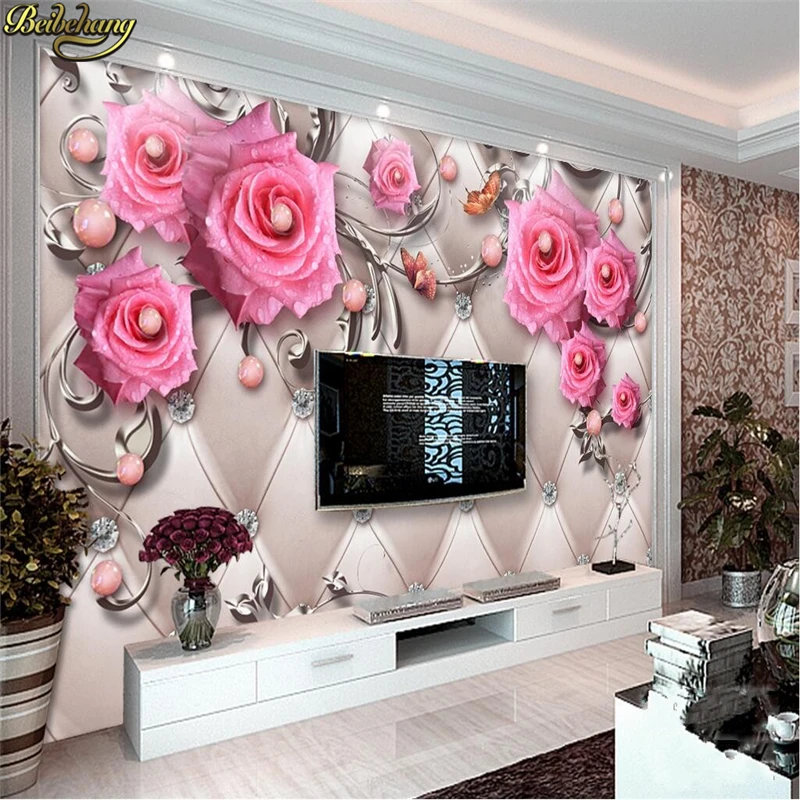 Роскошные трехмерные украшения цветы мягкая сумка ТВ фон пользовательские фото