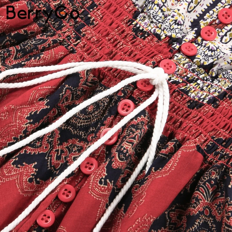 Женское длинное пляжное платье с высокой талией BerryGo цветочным принтом и