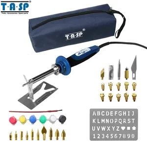 Электрический паяльник TASP MSI40 20 Вт40 Вт, набор для выжигания по дереву, с 34 наконечниками, сумка для хранения аксессуаров