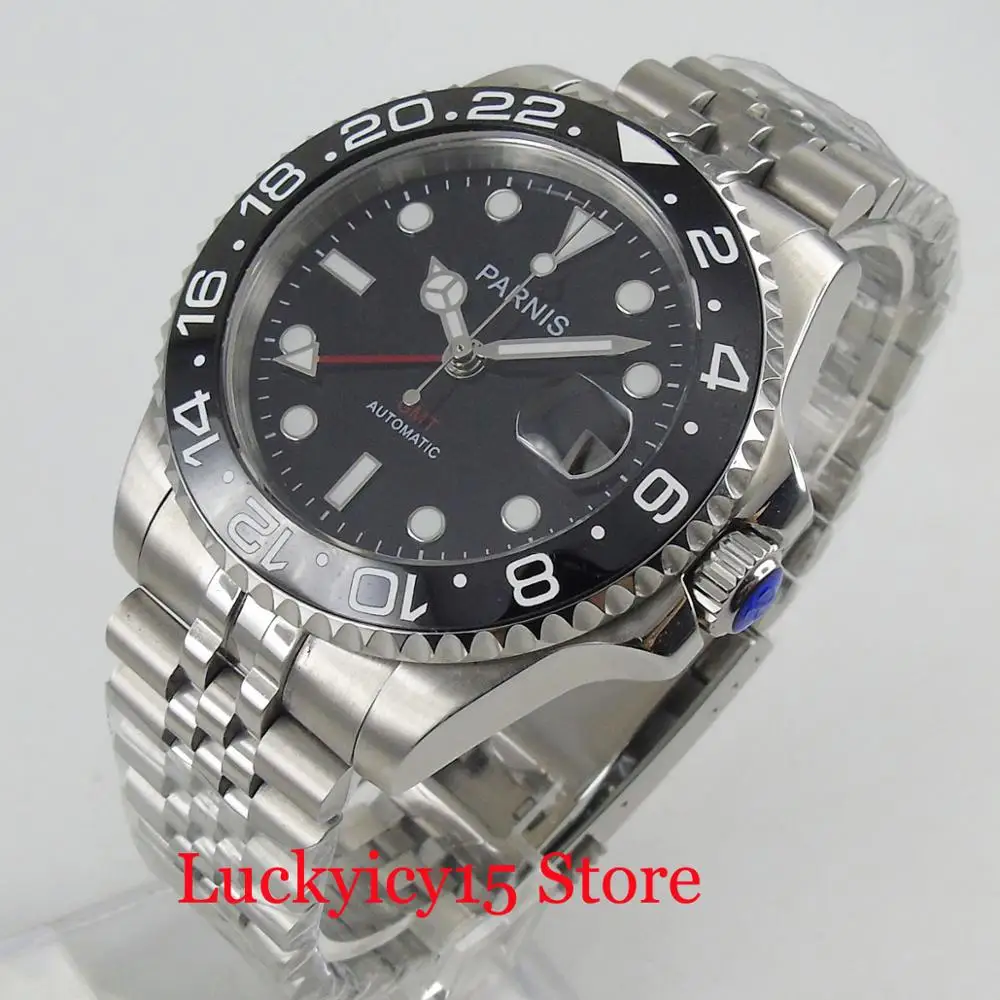 

New Dress Round Date Adjustment Red GMT Hand Date Window Automatic Men's Watch 40mm Wristwatch