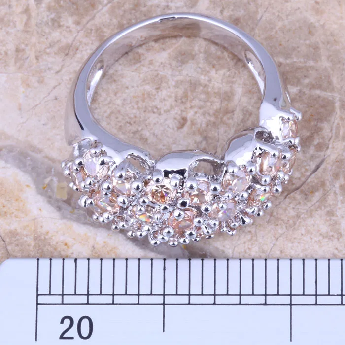 Драгоценное серебряное женское кольцо цвета морганита шампанского Размер 6 / 7 8 9