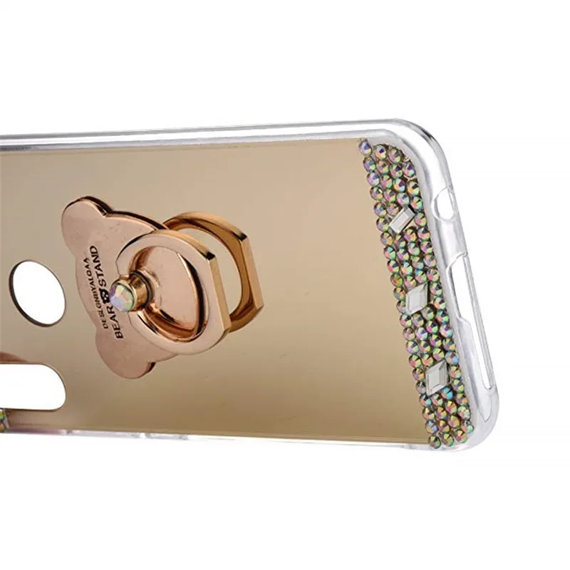 Fashion Mirror Bling Case for Huawei Y9 2019 P Smart Plus Nova 3i Honor 8c honor 8X Glitter Ring Holder Phone Shell Cover |