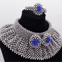 dudo jewelry choker necklace set dubai jewellery sets blue coral flowers free shipping african beads bride set 2019