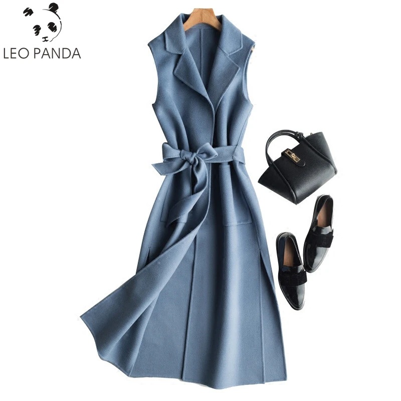 Женский двухсторонний шерстяной жилет теплые шерстяные пальто без рукавов с