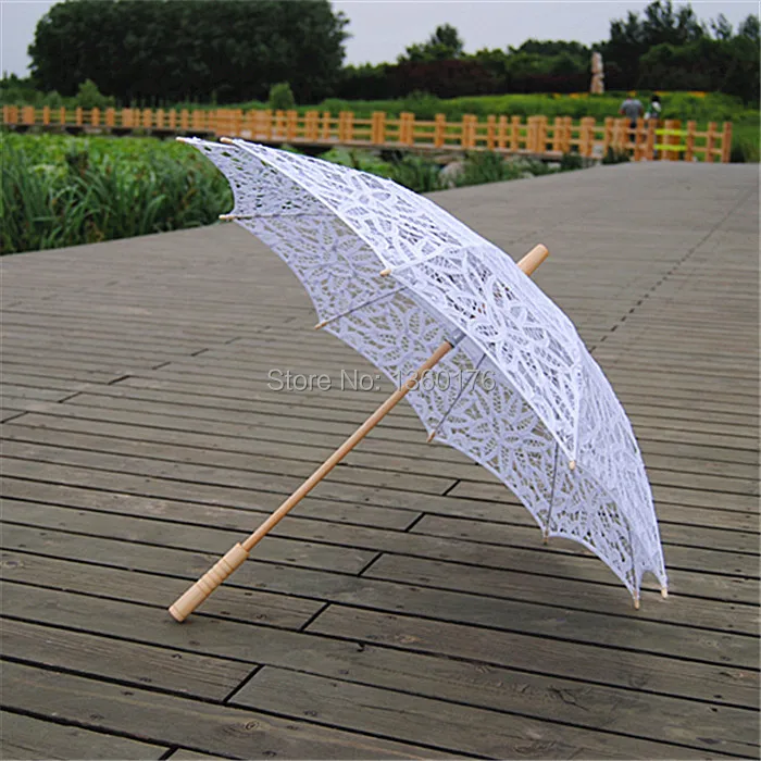 Popular classic! Full of work white lace umbrella parasol cotton battenburg wedding W077#|umbrella machines|umbrella advertisingumbrella chinese |