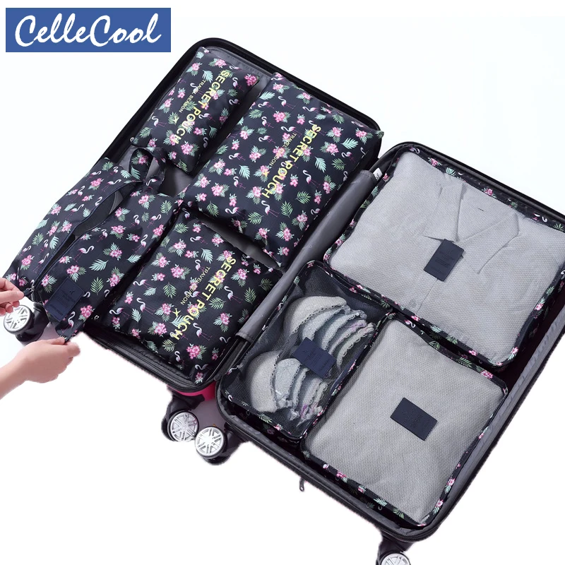 

Hot sale 7Pcs/set Travel Mesh Bag In Bag Trip Clothes Finishing Kit Luggage Organizer Accessories Storage Bag Cosmetic toiletrie