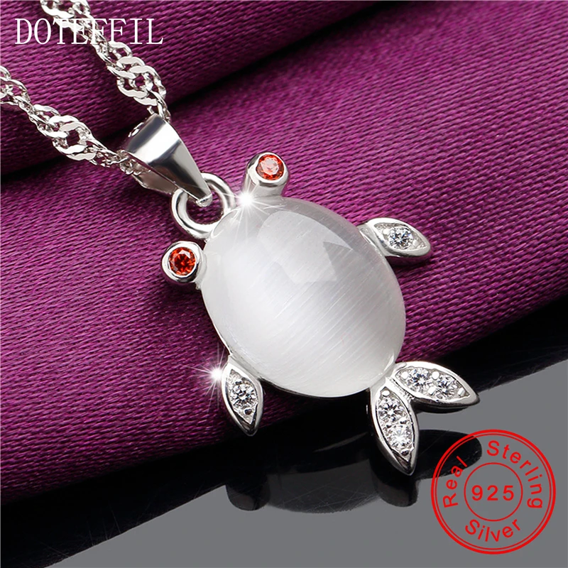Cute Fish 925 Sterling Silver Round AAAA Zircon Pendant Necklace Women 100% Luxury Jewelry | Украшения и аксессуары
