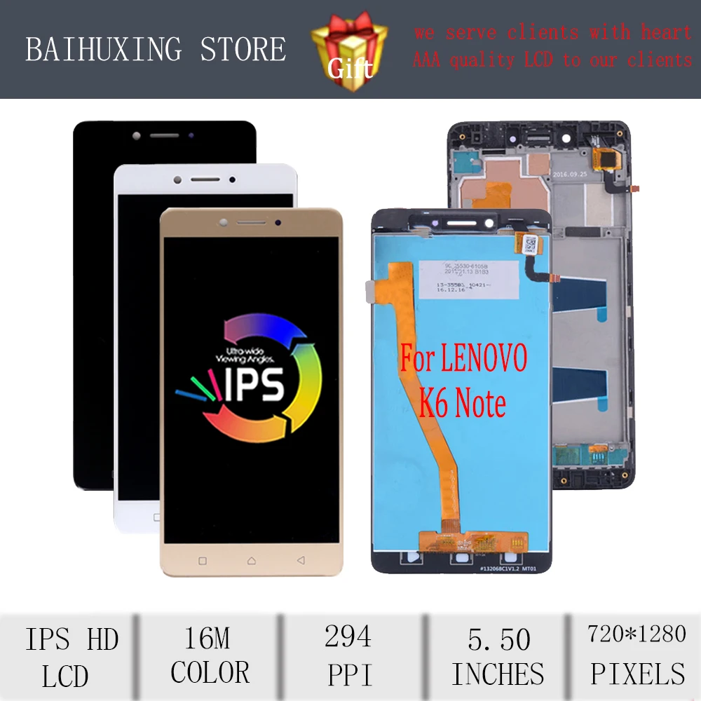 3 шт./лот 5 &quotBAIHUXING для lenovo K6 Note ЖК дисплей с сенсорным экраном рамкой Замена
