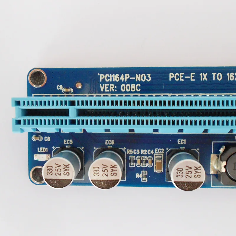Улучшенное издание VER008C Райзер PCI E 1x до 16x светодиодный USB 3 0 6 контактный разъем