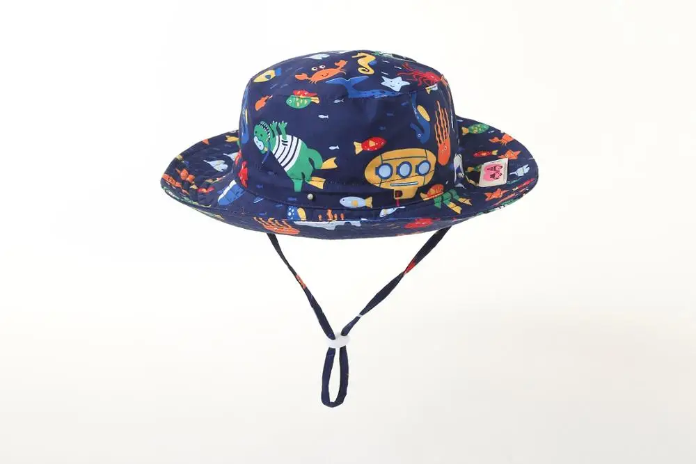 Ocean Navy Blue Новинка, регулируемая детская UPF50+ сафари, дышащая шляпа от солнца, Панама, летняя шляпа для игр - Цвет: Ocean Navy Blue