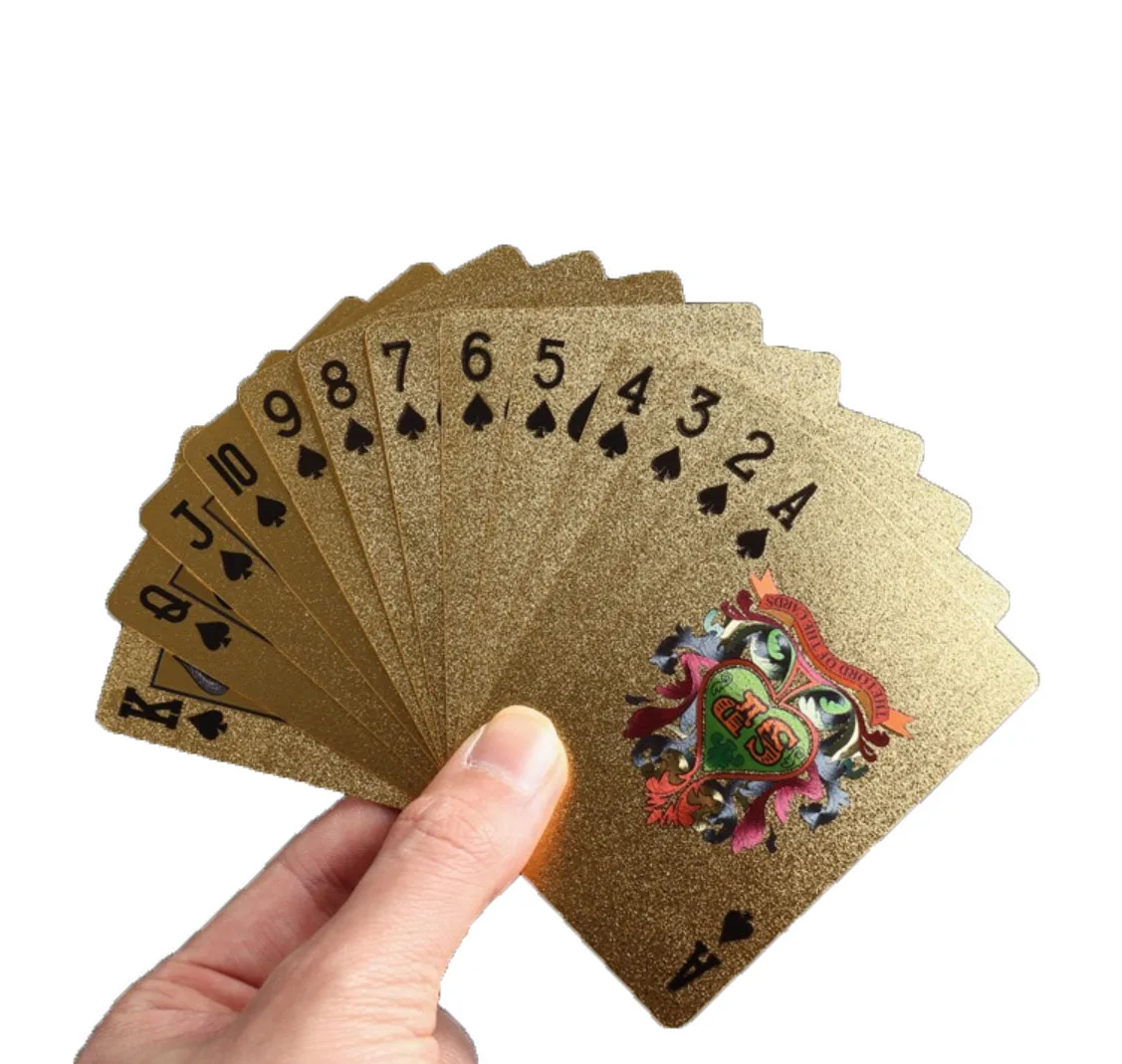 2 набора Золотая доска игра фольга игральные карты для покера чип с деревянной