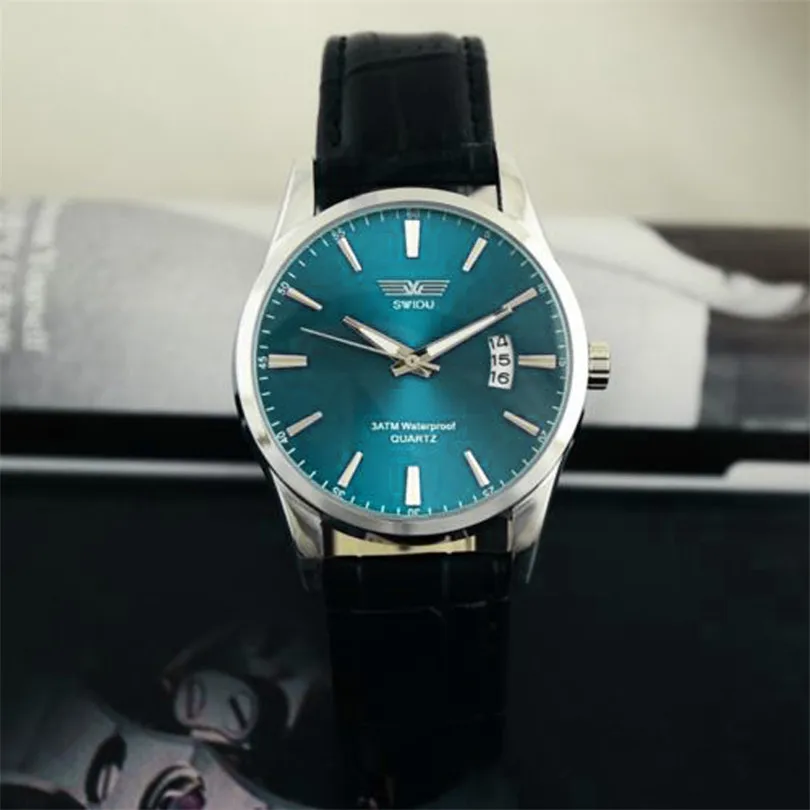 Прочные модные часы для женщин классические роскошные черные с кожаным ремешком