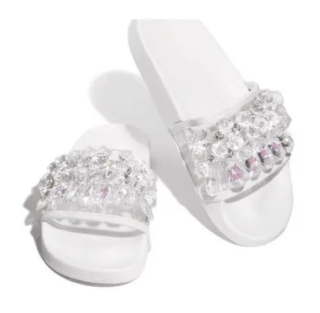 Fashion Summer Women Slippers Outside Slip-On Jelly Shoes Crytal Flat Beach Sandals Outdoor Holiday