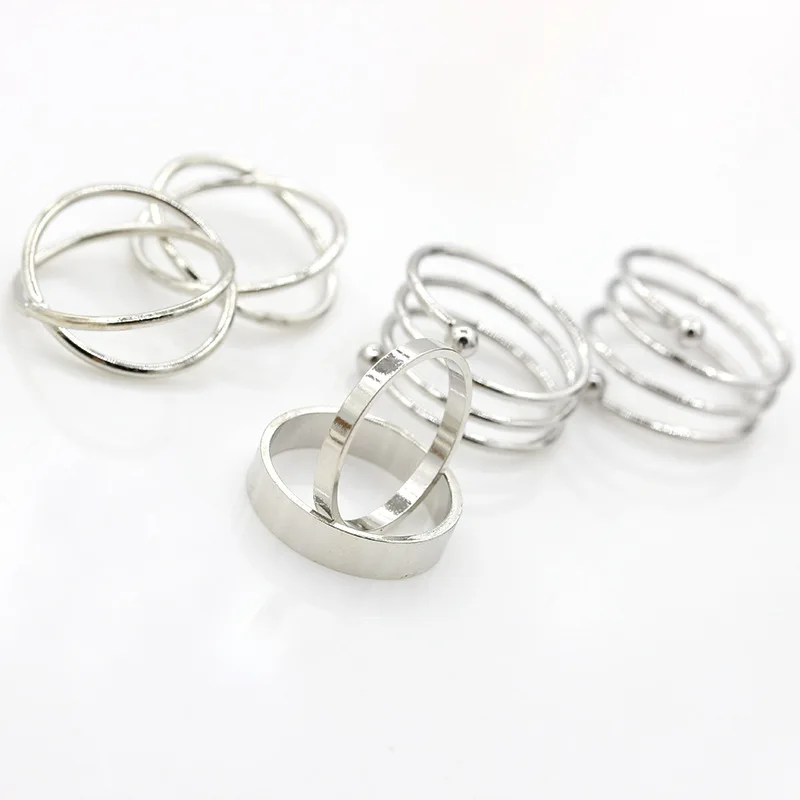 Кольца-новый крест личности металла Комбинации из шести Наборы для ухода за