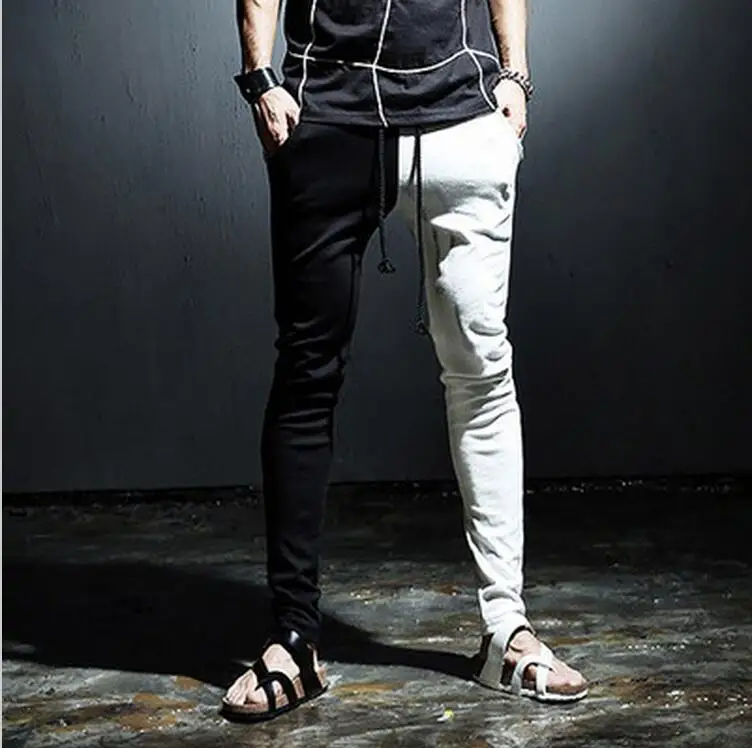 

27-46 2022 Men's Clothing GD Hair Stylist Fashion Personality Black White Mosaic Harem Pants Trousers Plus Size Singer Costumes