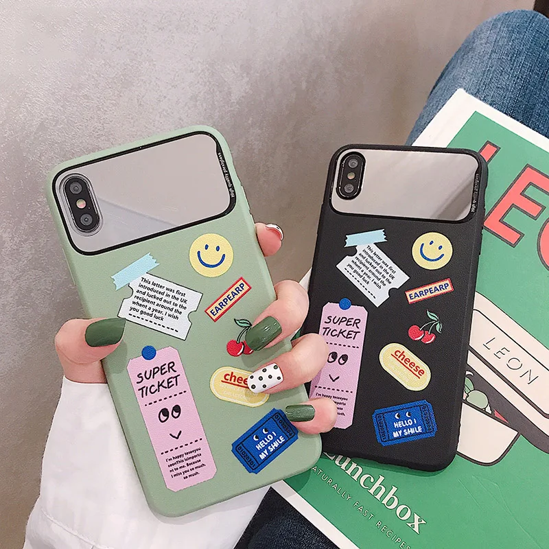 GlamPhoneCase зеркальный чехол со смайликом для iPhone X XS Max XR/iPhone 7 8 6 6s Plus |