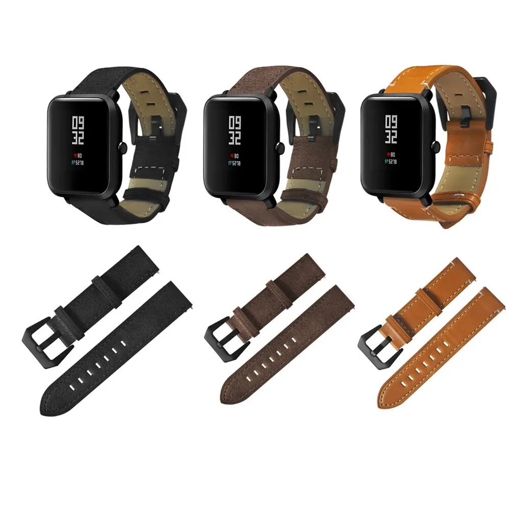 Для Huami для Amazfit Youth 20 мм кожаный ремешок сменный ремешок для часов Смарт-часы ремешок на запястье Пряжка из нержавеющей стали