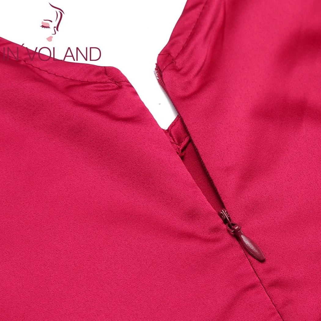 Женское атласное платье IN'VOLAND повседневное однотонное трапеция с v образным