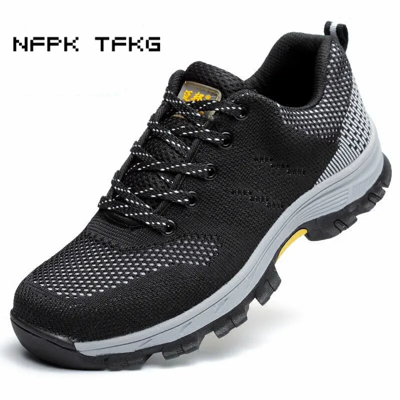 

large size men casual steel toe covers work safety shoes non-slip platform sneakers building worker tooling security boots male