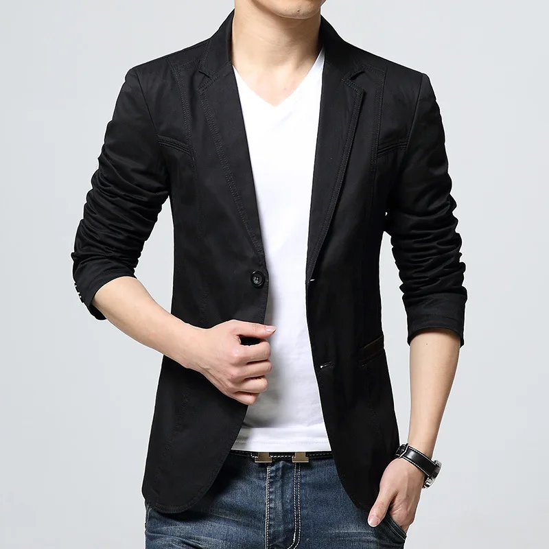 Fashion Blazer Mens Slim Fit Masculino Business Casual Stylish Spring Autumn Solid Color Blazers | Мужская одежда