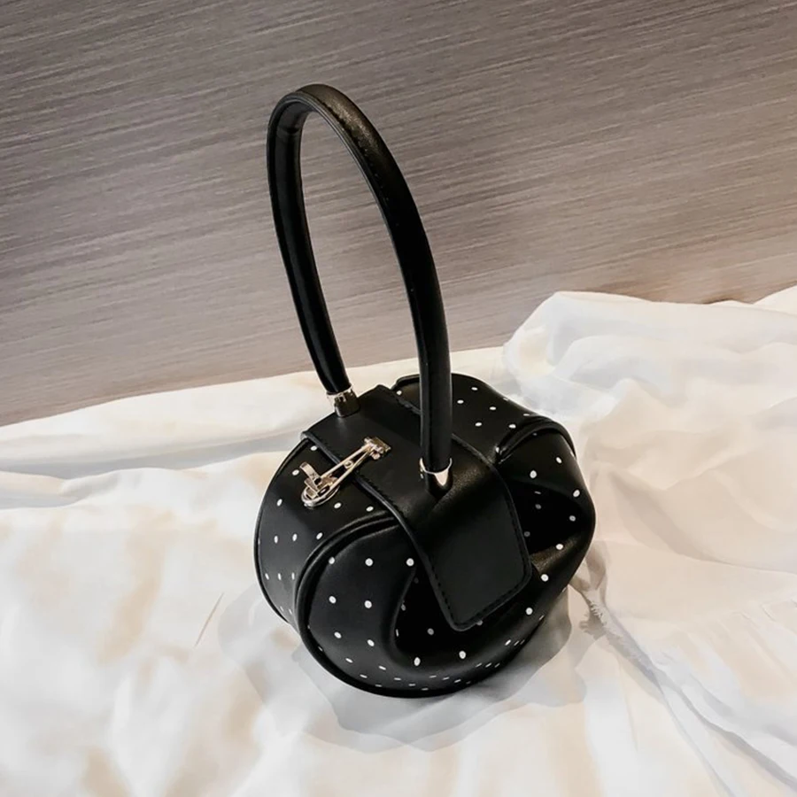 Женская круглая мини сумка креативная черного белого цветов 2019|Сумки с ручками| |