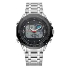 Часы наручные мужские на солнечной батарее, модные спортивные аналоговые цифровые светодиодные из стали, водонепроницаемость 30 м, в стиле милитари