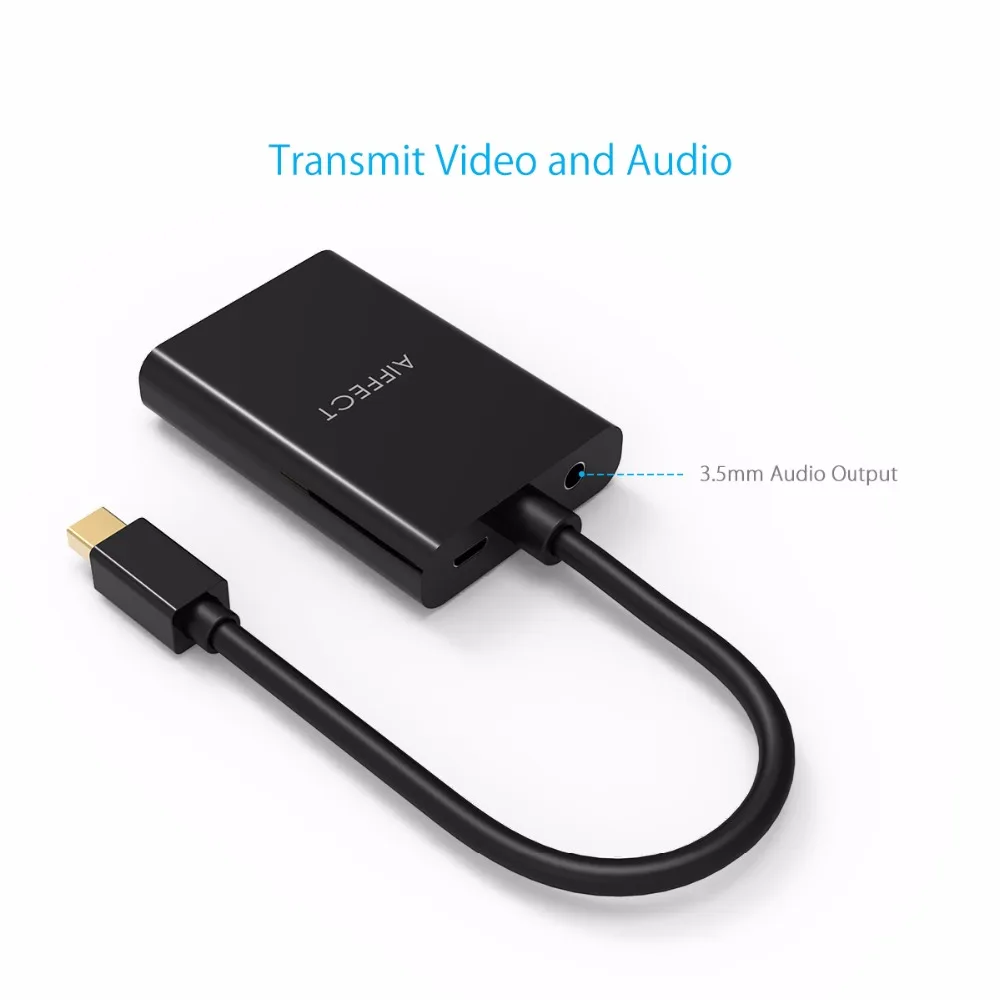 AIFFECT Mini DP DisplayPort To VGA адаптер конвертер кабель с аудио 1080P HD для Apple MacBook Air Pro iMac Mac HDTV