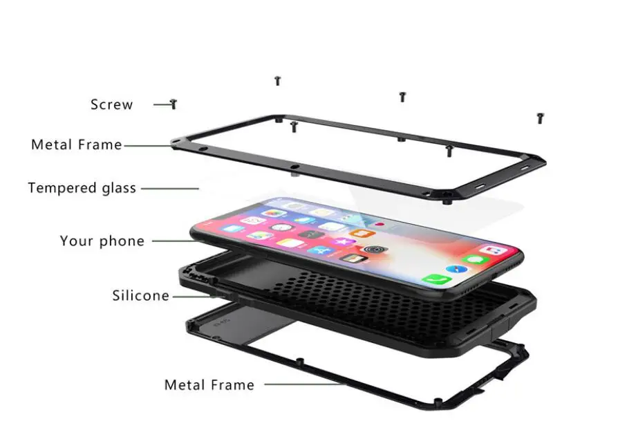 Чехол для iPhoneXR XS MAX X 8 7 6 6S тройной водонепроницаемый чехол из алюминиевого сплава
