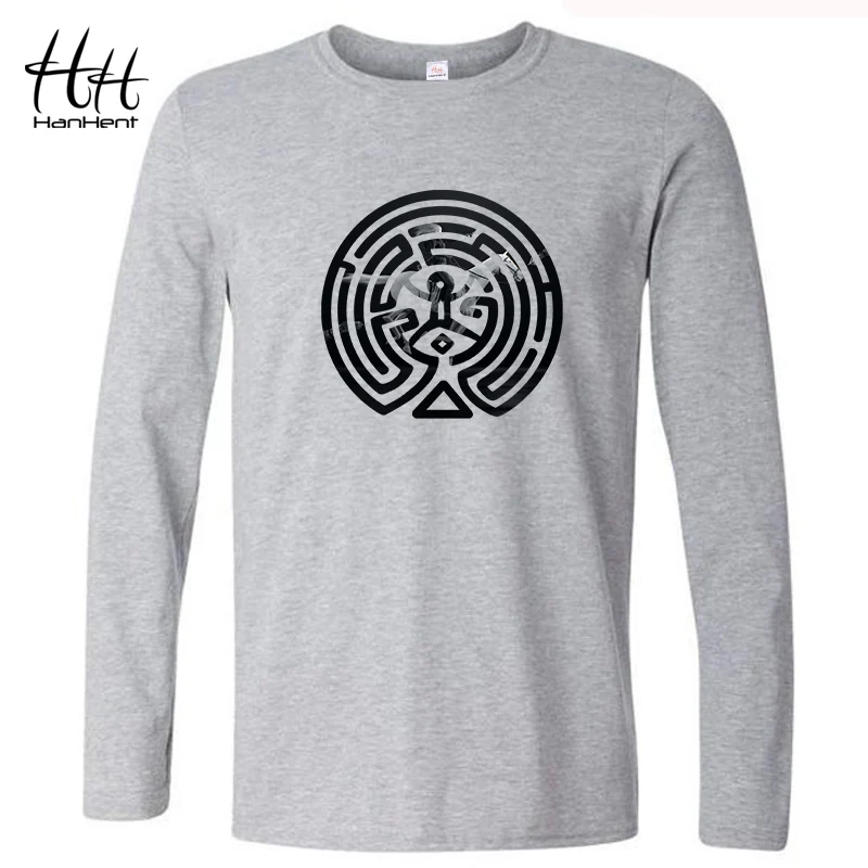 HanHent tv West world Maze мужские футболки с принтом длинные рукава вырез лодочкой хлопок