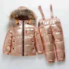 Русские новые зимние детские комплекты одежды лыжный костюм с белым утиным пухом для мальчиков и девочек плотный-30 реальный Фул