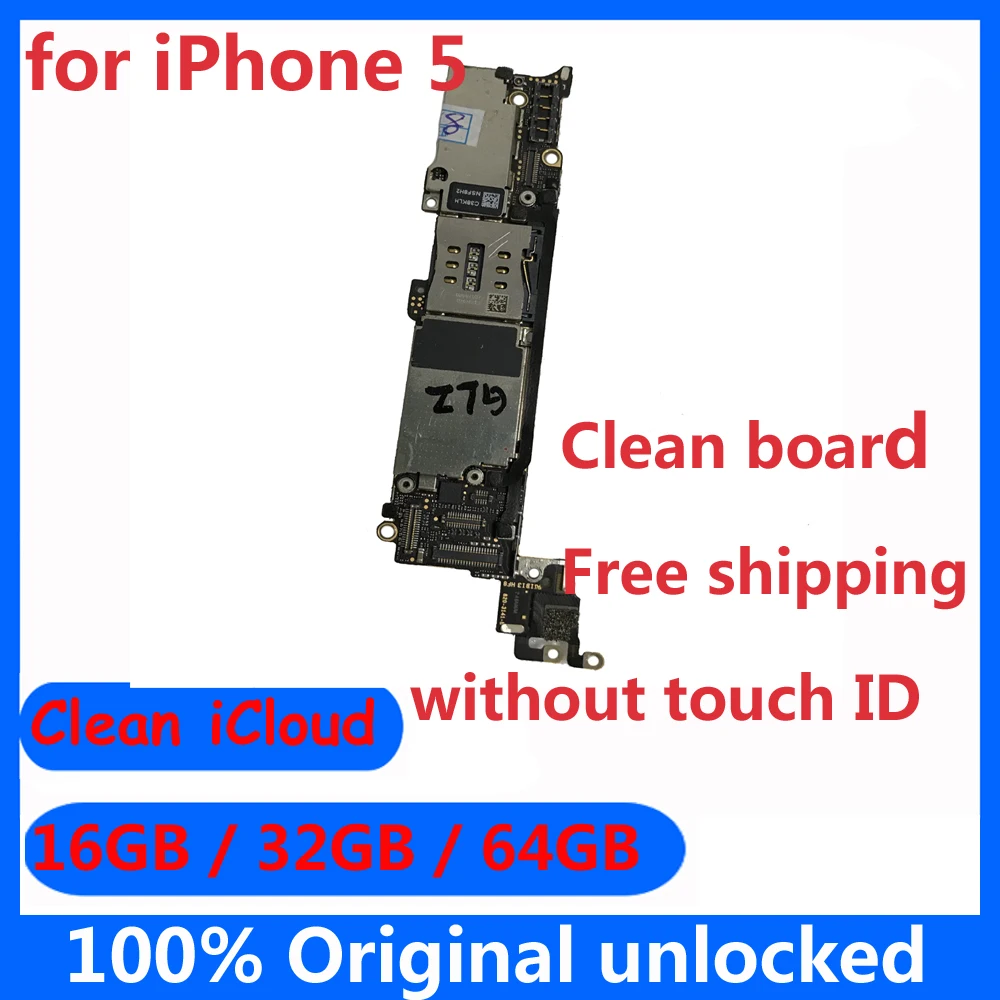 Материнская плата для iphone 5 100% оригинальная разблокированная материнская icloud без