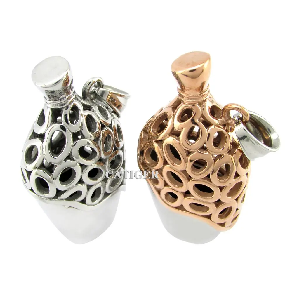 Подвеска в виде бутылки из нержавеющей стали с покрытием розового цвета