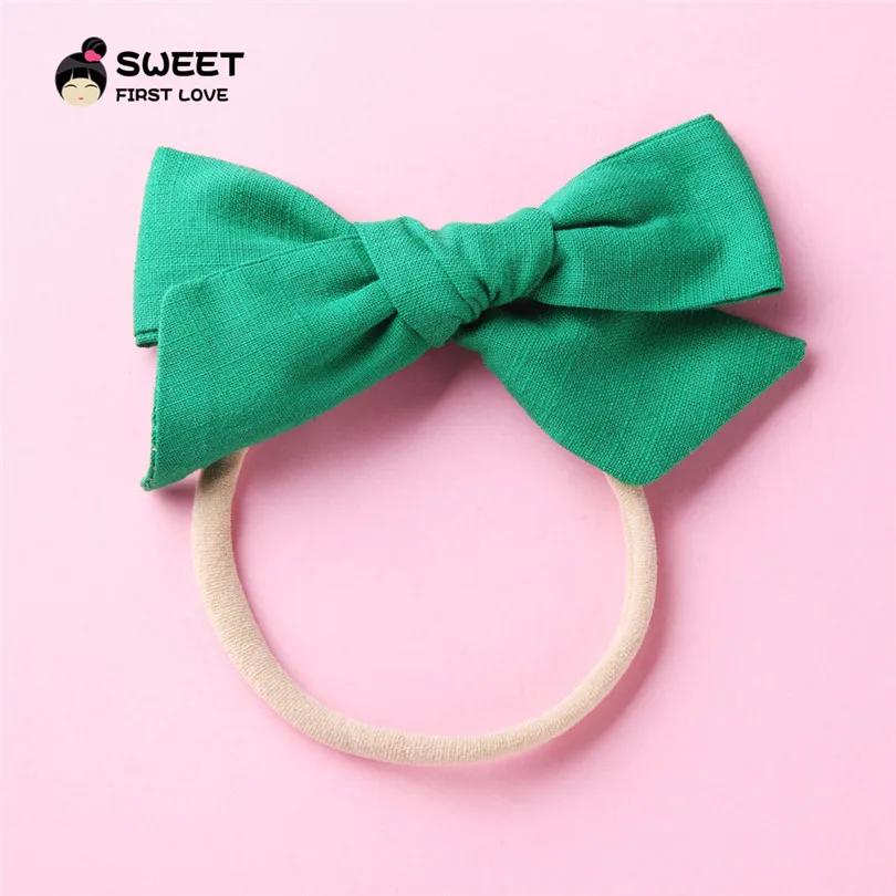 headband 13 1 шт. тканевая повязка на голову с бантом ручной работы или заколки для волос для девочек, однотонная Милая эластичная нейлоновая повязка на голову с бантом, заколки для волос, аксессуары для волос - Цвет: headband 13