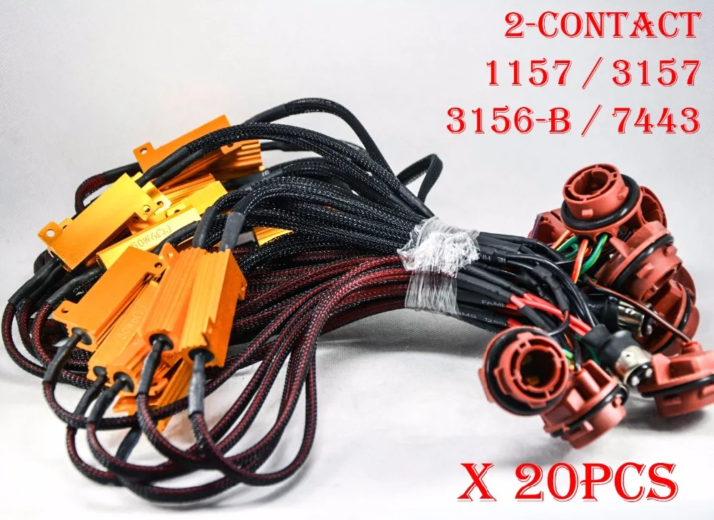 

20PCS 1157 3156-B 3157 7743 50W 6ohm Gold Fuse LED Bulbs Fog Turn Brake Signal Load Resistor Canbus Error Fix Flash Blink Hyper