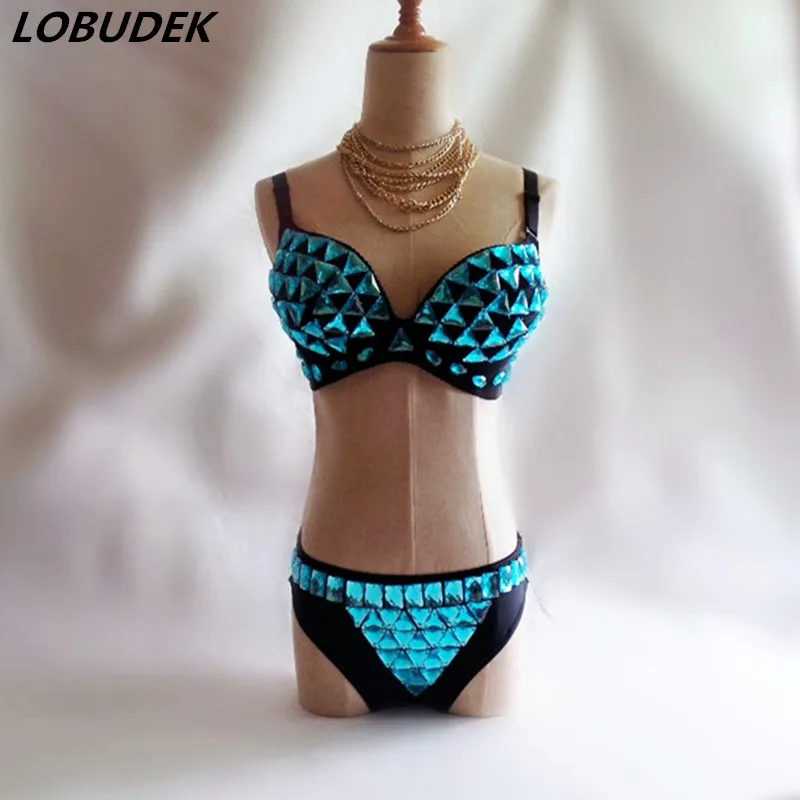 Женский костюм бикини (бюстгальтер + шорты) для сцены ночного клуба танцев на