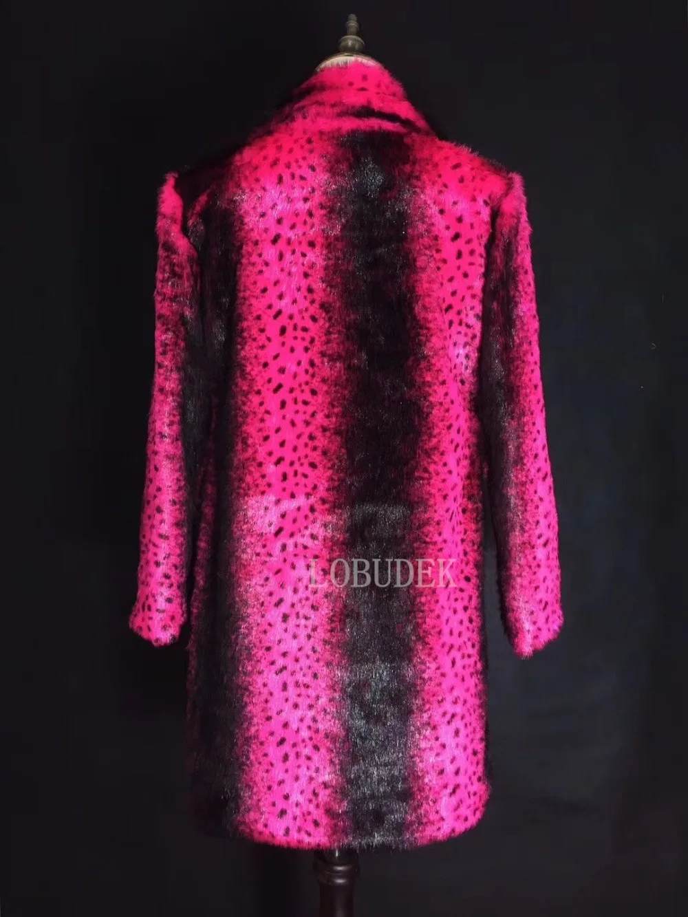 2019 Winter Rose Fur Leopard Overcoat Faux Long Coat Tide Male Singer Nightclub Concert Costume Host Stage Outfit Outerwear | Мужская