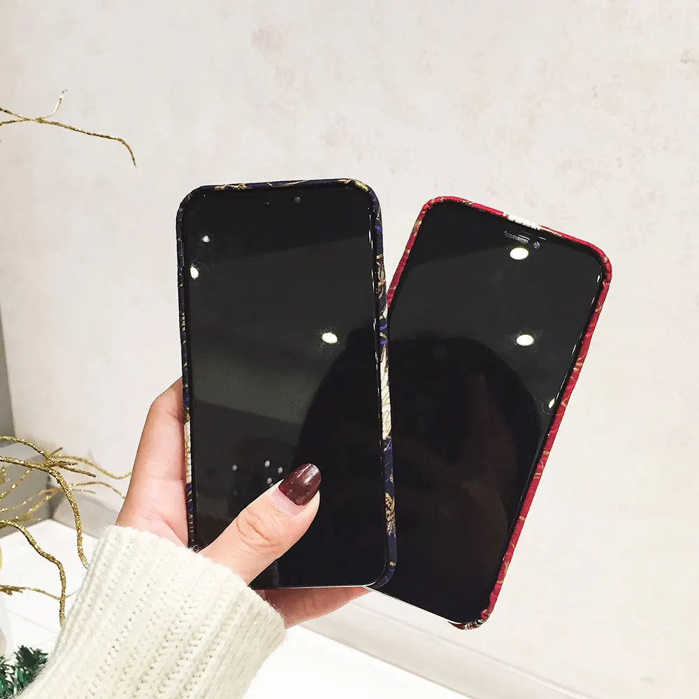 Boucho Ретро Мультфильм кран шаблон телефонные чехлы для iphone X чехол ткань бархат