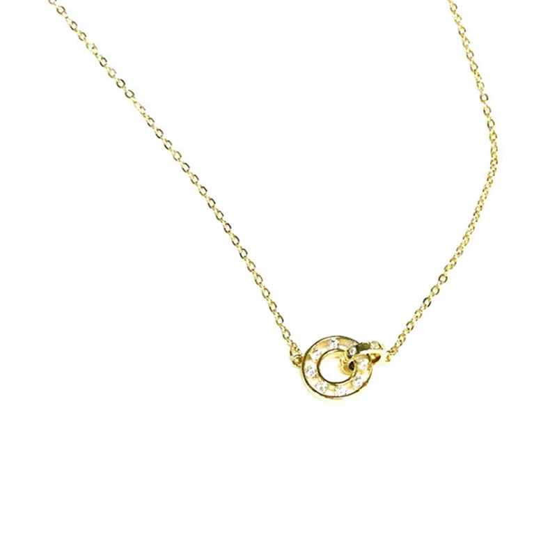 Цепочка Из тибетского серебра и розового золота с двумя круглыми кругами