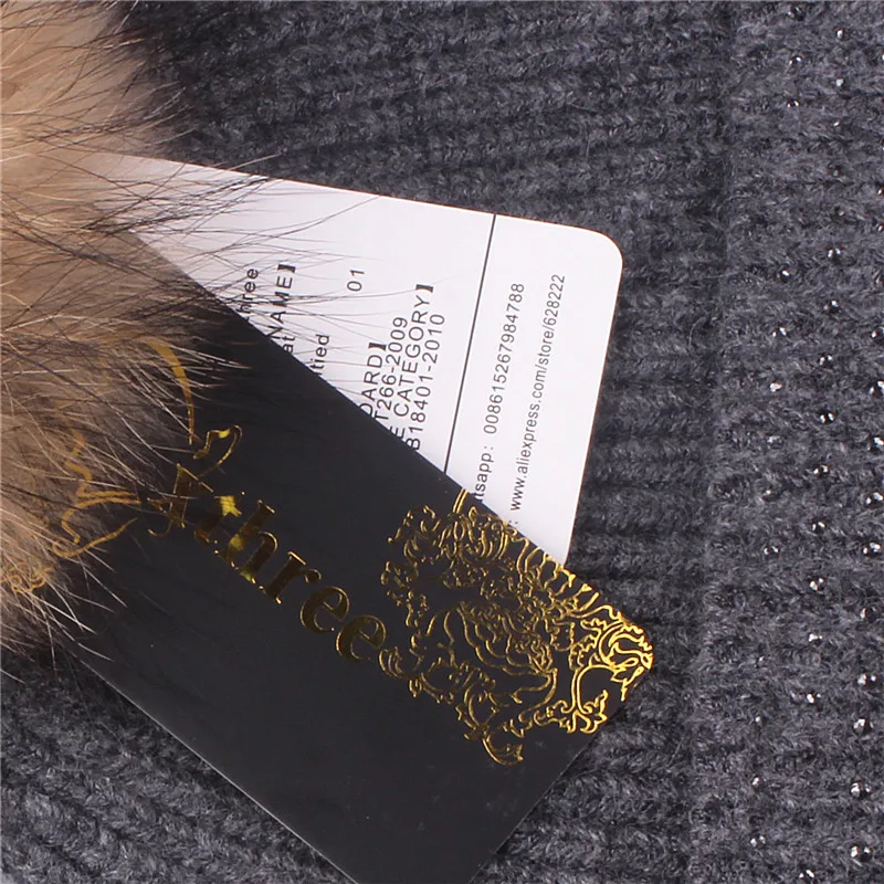 Xthree зимняя шапка бини для женщин натуральный мех норки помпоны шерсть вязаная