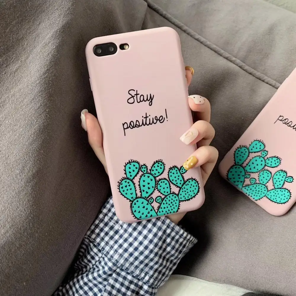 Matte Lovely cactus phone cases for iphone X XR XS Max Cartoon dinosaur Soft TPU case For 6 6s 7 8 plus back cover |