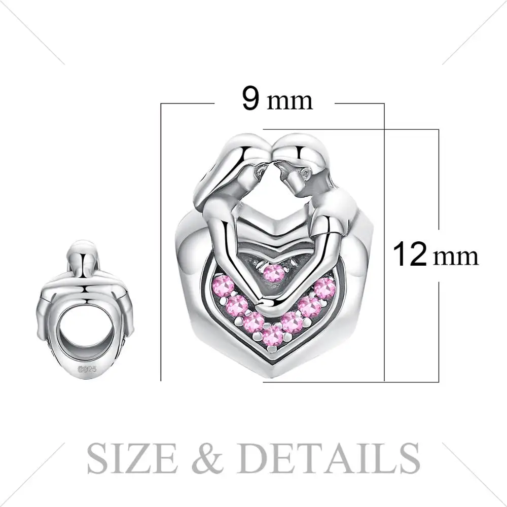 JewelryPalace верной любви Искусственный розовый сапфир 925 пробы серебряные бисерные Подвески Fit Браслеты Мода пара ювелирных изделий