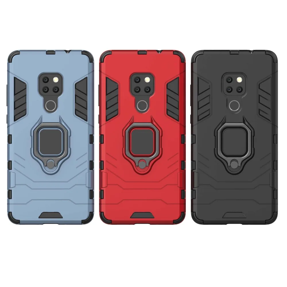 Шокопрочный чехол для Huawei Mate 20 с поворотным кольцом на 360 градусов и подставкой Iron Man.