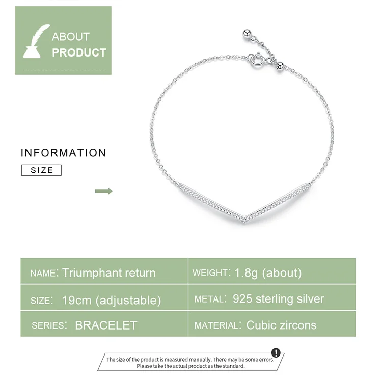 BISAER Кристалл Pulseira 925 пробы Серебряный светящийся кубический циркон женские серебряные браслеты свадебные ювелирные изделия из стерлингового серебра ECB137