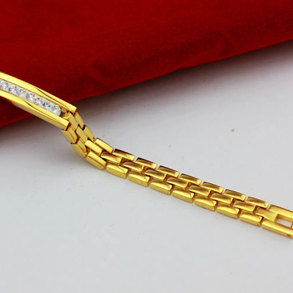 Цепочка на запястье с желтым золотым наполнением для женщин и мужчин аксессуары