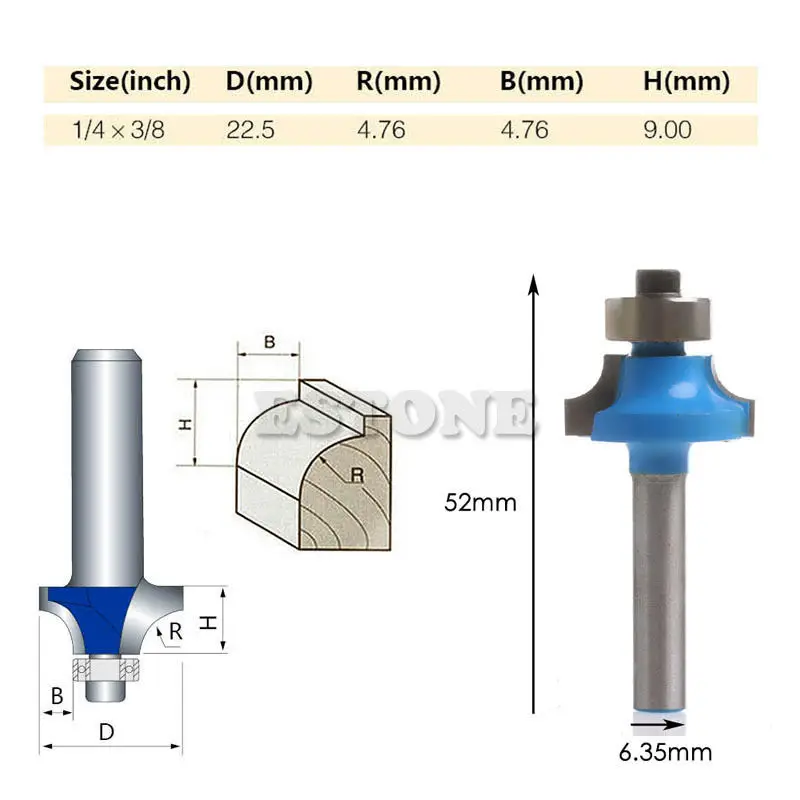 Новый 1/4 &quotхвостовик 3/8&quot Радиус Круглый над бисером фреза для отделки кромки