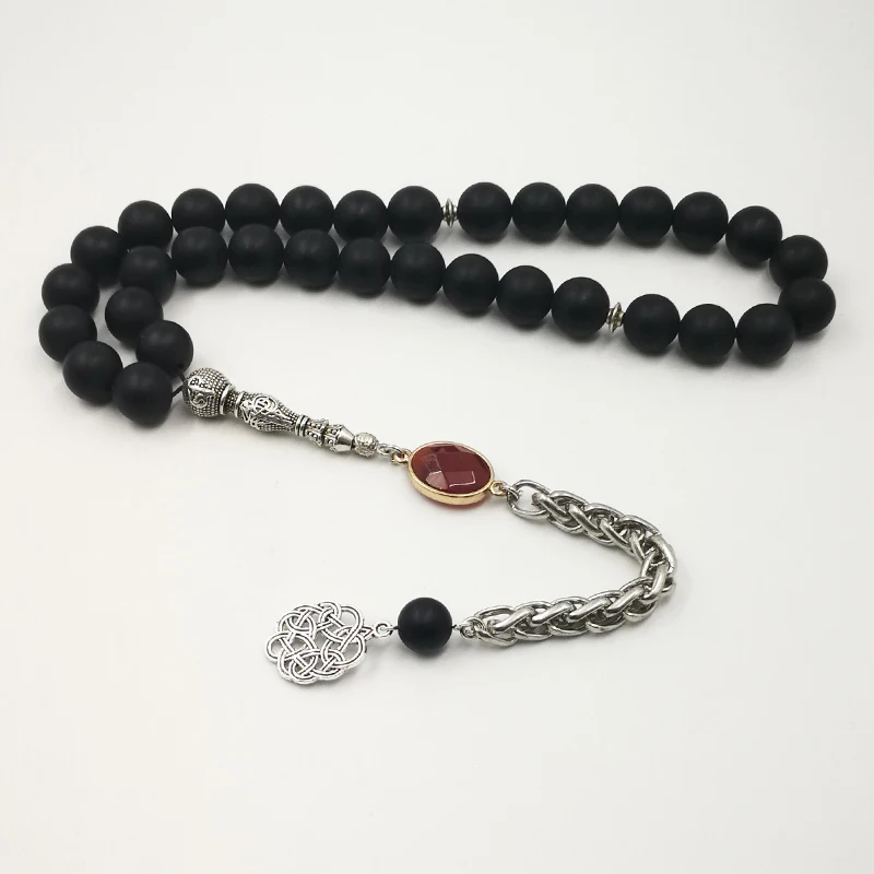 Натуральные матовые черные Агаты tasbih с красными агатами мужские misbaha специальные
