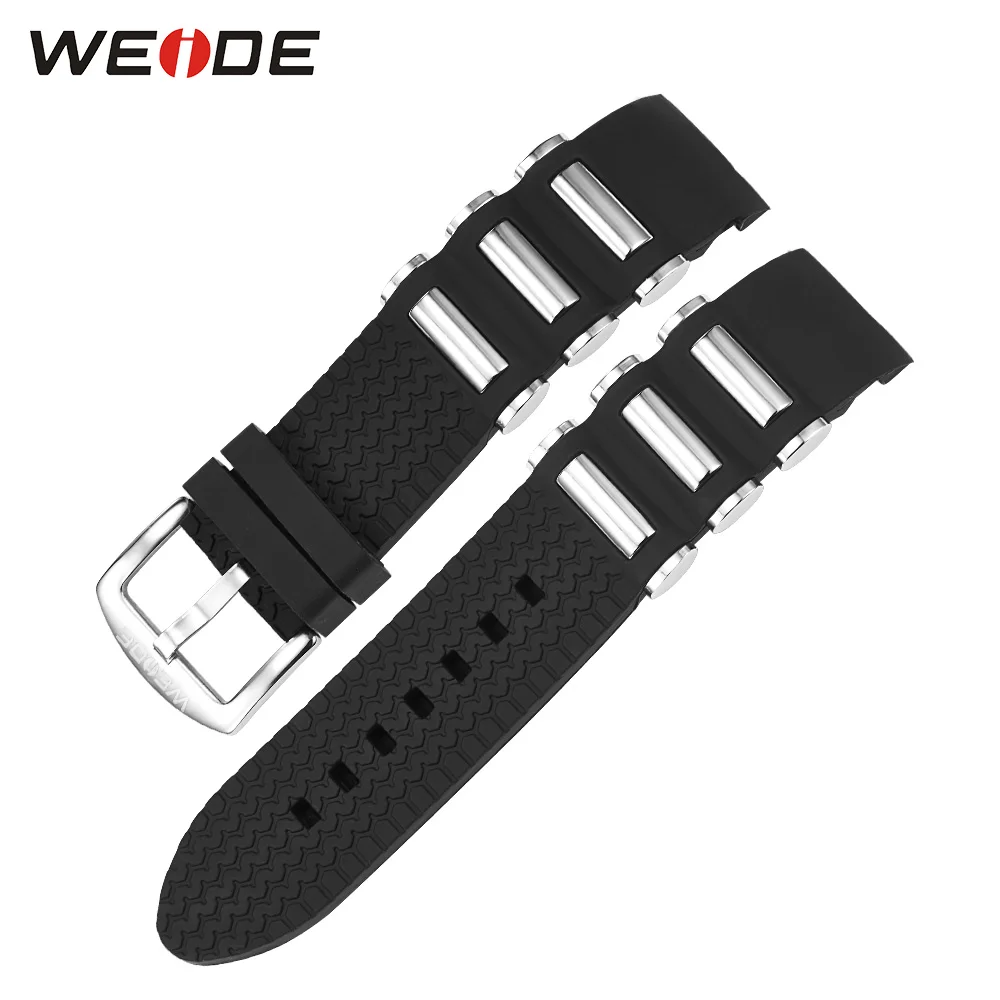 Ремешок WEIDE мужской спортивный силиконовый мягкий браслет из нержавеющей стали