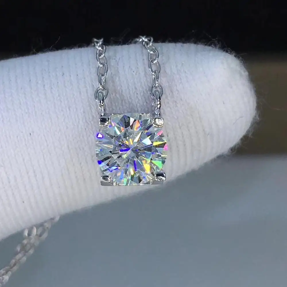Круглые серебряные подвески poethes Of Jew Store 1ct D VVS роскошные Подвески Moissanite Weding для