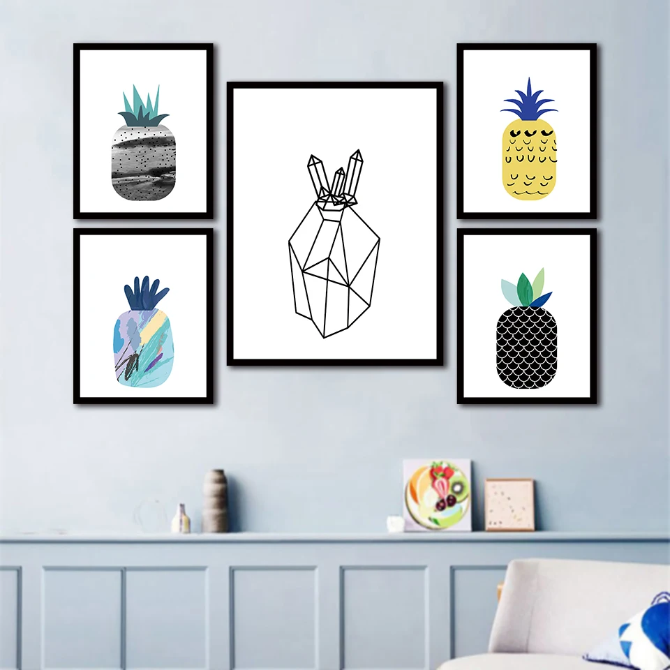 Ананас постер С КАКТУСОМ красочные растения холст принт минимализм настенное